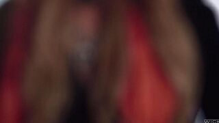 Three guys with flaps fucked a blonde in stockings, all wearing condoms