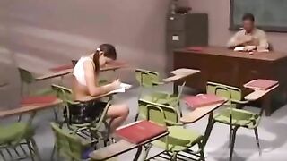 The teacher put a dirty girl into cancer and finished in her mouth
