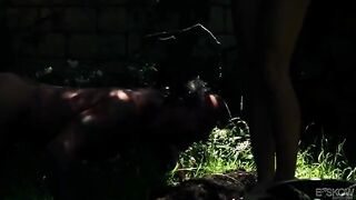 A blonde beauty got fucked in the garden by a horny guy