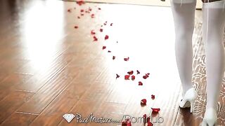 A hot young brunette with great skills is having sex straight on the bed