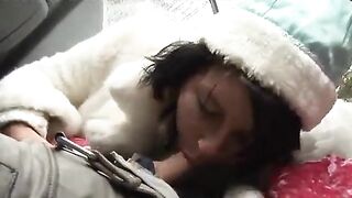 Two drunken Santa Claus individuals fucked the Snow Maiden in a threesome