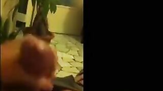 Finger her pussy on the couch with mobile phone camera