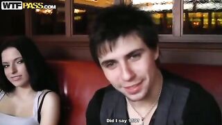 Girl was picked up by Russians in a cafe, she had sex with them