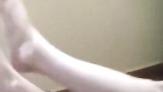 A naked girl with big natural tits got burned