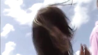 The young girl practices her skills with an experienced guy