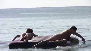 Nude beauties on the beach without any clothes