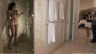 The girl was fucked by a cock of Johnny Sins in the bedroom without any concessions