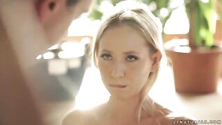 A thin wife gently rides her husband’s dick on horseback