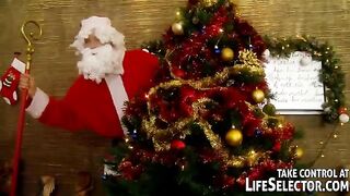 Russian whore serves five Santa Clauses with her cunt
