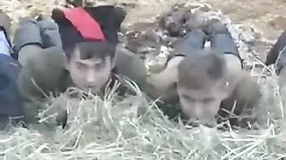 A young guy has sex with his girlfriend in the barn