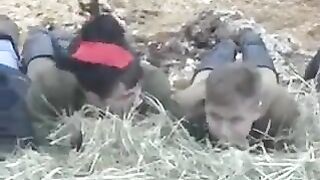 A young guy has sex with his girlfriend in the barn