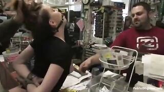 A girl was roughly fucked in the shop