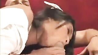Hot Asian nurse having sex with her patient on the couch