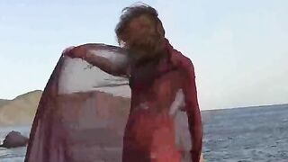 Nudist girl has small boobs and gets wet