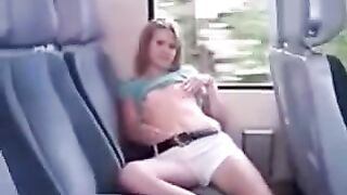 The girl was ironing her underwear on the bus and masturbating