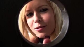 A golden rain fell on the guy's dick through the toilet hole