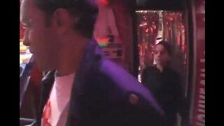 Hairy Arabic chick gets banged by two guys on the bed