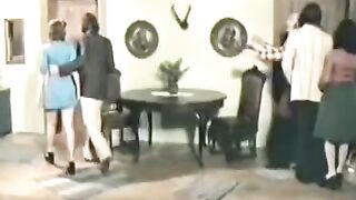 Hot retro foursome sex with a charming brunette and stockings, similar to steamy scenes from 18VR.com