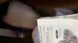 The man climbed to the girl and began to caress her vagina with his fingers