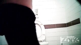 A hidden camera has been set up in the store toilet, capturing intimate moments