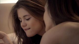 Beauties sat on the bed and licked each other’s pussies, reaching intense orgasms