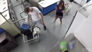 The couple has sex right in the laundry, unaware of being filmed