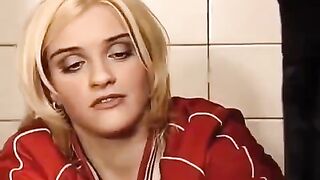 The girl had sex in the toilet and washed her ass accidentally