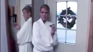The wife fucked in front of her husband, bound to the bed
