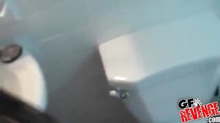 Hot brunette fucks at home in POV style video