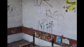 The girl is not embarrassed to make a blowjob right in public places