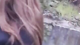 The girl is not embarrassed to make a blowjob right in public places
