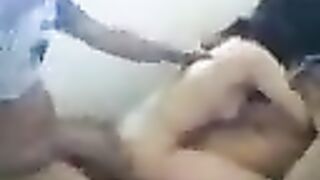 Young Asian beauty fucked by two cocks in intense threesome