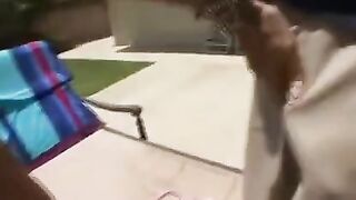 A Latin Mature woman with big fake tits loves to have it in all the cracks