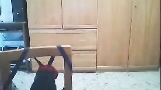 A naughty woman makes a hot webcam show in front of her husband
