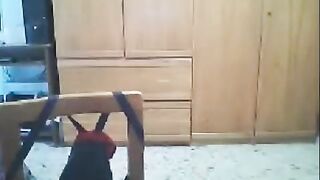 A naughty woman makes a hot webcam show in front of her husband