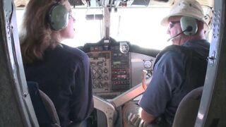 A hot stewardess with big boobs is getting fucked hard