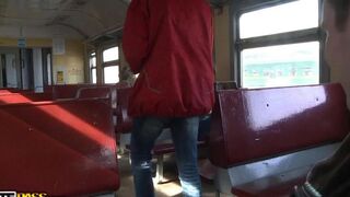 A pickup on the train ended with a passionate group encounter for her