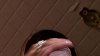 A beauty sucked a dick through the hole in the toilet