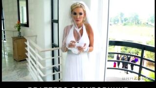 The bride got painted and immediately began to fuck with a witness
