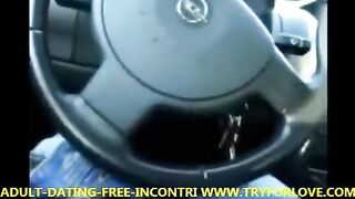 Amateur blowjob scene with a blonde in a car, inspired by real encounters
