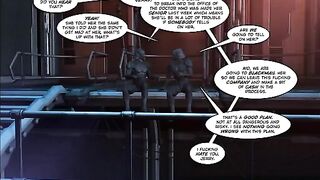 Woman fucked by two guys in a comic book scene - 2020
