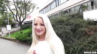 A sexy blonde with natural tits enjoys a thrilling private session on camera