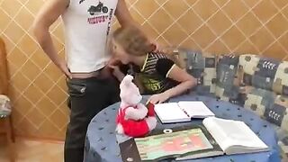 The lesson is skipped for the sake of sex with a cute girl