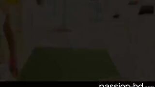 A girl in headphones was fucked on the couch by a sports brunette