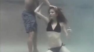 A ginger teen has sex with her boyfriend in the swimming pool