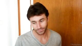 The young guy was visiting his neighbor and got intimate with her in the kitchen