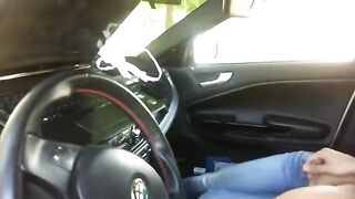 Blonde teen made her first blowjob in the car, it was unforgettable