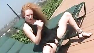 The sexy blonde girl got a cock in her ass hole