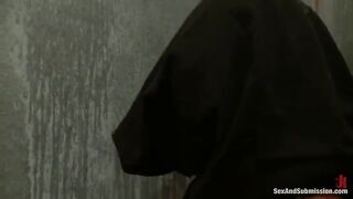 The sub is heavily bound and fucked in the mouth