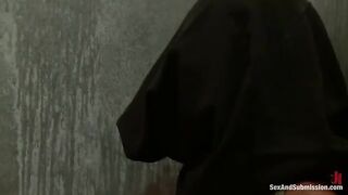 The sub is heavily bound and fucked in the mouth
